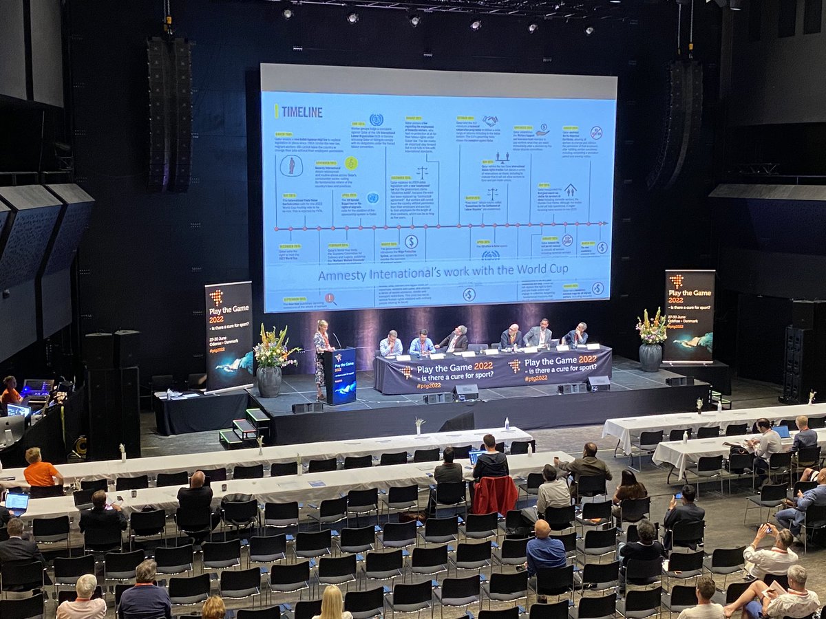 .<a href="/AnnetteStubkj/">Annette Stubkjær Rimmer</a> from <a href="/amnestydk/">Amnesty International Danmark</a> on stage at #ptg2022 to talk about Amnesty’s work on #Qatar2022 Find the livestream here👉 playthegame.org/conferences/pl…