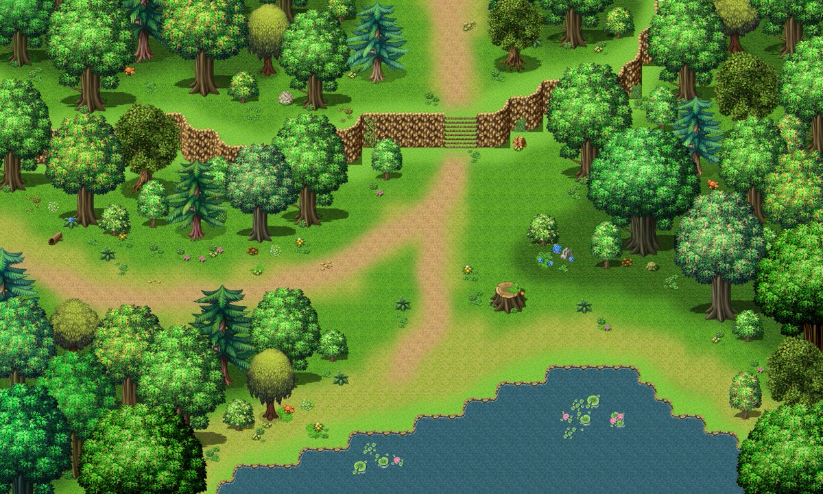 Aeghite's tweet image. The Eucarie Forest, the first map from Tales of Frah'Akin. Parallax map done using a variety of assets from RPG Maker, heavily edited by me in Photoshop.
#mapdesign #rpg #parallaxmapping #leveldesign #fantasygame #rpgmakermv #indieartist #indiegamedev #smallcreator