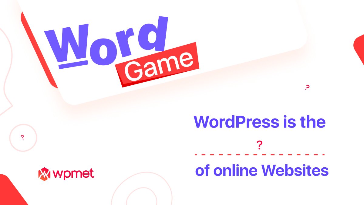 wpmetcom's tweet photo. Be creative, fellow WordPressians...
Guess the word and fill in the gap ๐
#wordgame #wordpressgames #elementor https://t.co/YyJAwLpBPo