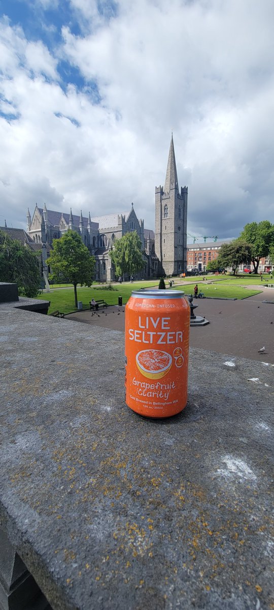 KombuchaTown's tweet photo. kombucha town's live seltzer in front of St. Patrick's Cathedral in Dublin, Ireland. where have you gone in the world with your favorite Kombucha drink? https://t.co/8kh2pohpsU