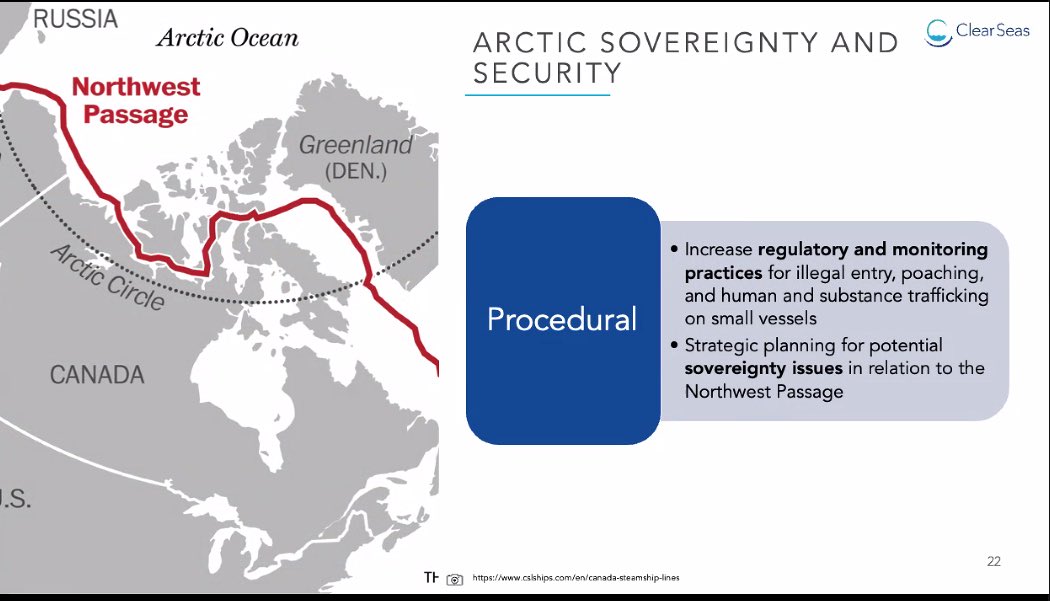 One of the implications of #climatechange in the #Arctic is “we expect an increase of instances of illegal entry,” Rebecca Eldridge told the delegates at our webinar on CC Vulnerability.