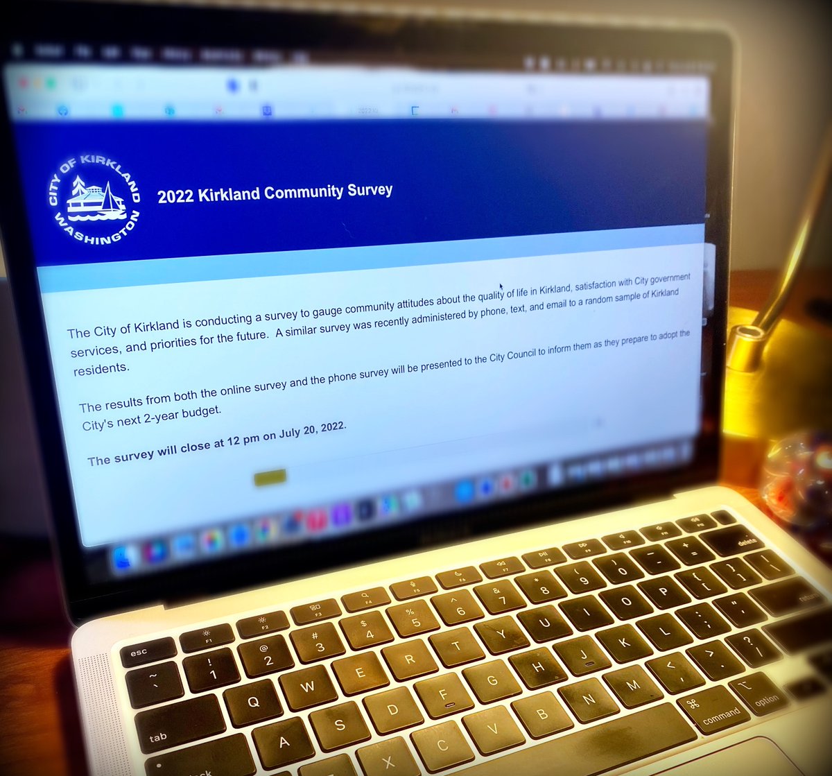 Kirkland has published its online biennial Community Survey to gauge community attitudes about the quality of life in Kirkland, satisfaction with City government services, and priorities for the future. For more, and to take the survey, visit: kirklandwa.gov/Whats-Happenin…