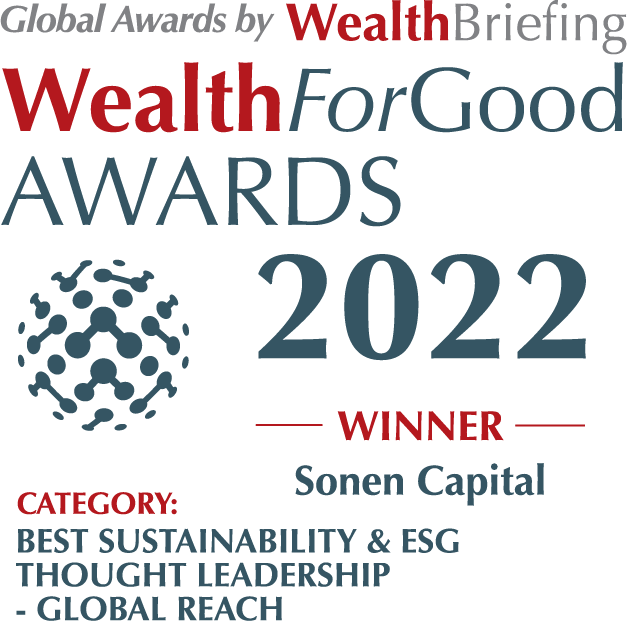 sonencapital's tweet photo. Sonen Capital was recognized for ‘Best Sustainability & ESG Thought Leadership -with a Global Reach’ at the Wealth For Good Awards 2022. Follow the link to read our reports and learn more about the award.
#wealthforgood #impinv #ESG
https://t.co/NcJoOJ9f1W https://t.co/V3K4JZ5I1o