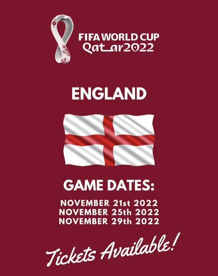 elite_dh's tweet photo. England vs Iran
England vs U.S.A
England vs Wales 

Tickets, travel and hotels available to help create the ultimate England World Cup experience. ⚽️🏆
Message me for details https://t.co/ui1A8OwbDB