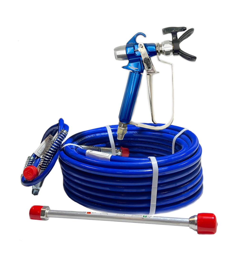 The RTS Ready to Spray Kit. Plug it into your own pump and start spraying in 10 minutes or less!

The kit includes:
-BP 7250 gun
-50 ft. by 1/4" airless hose assembly
-Whip hose 
-Reversible tip
-Guard
-12" tip extension
-Filter
