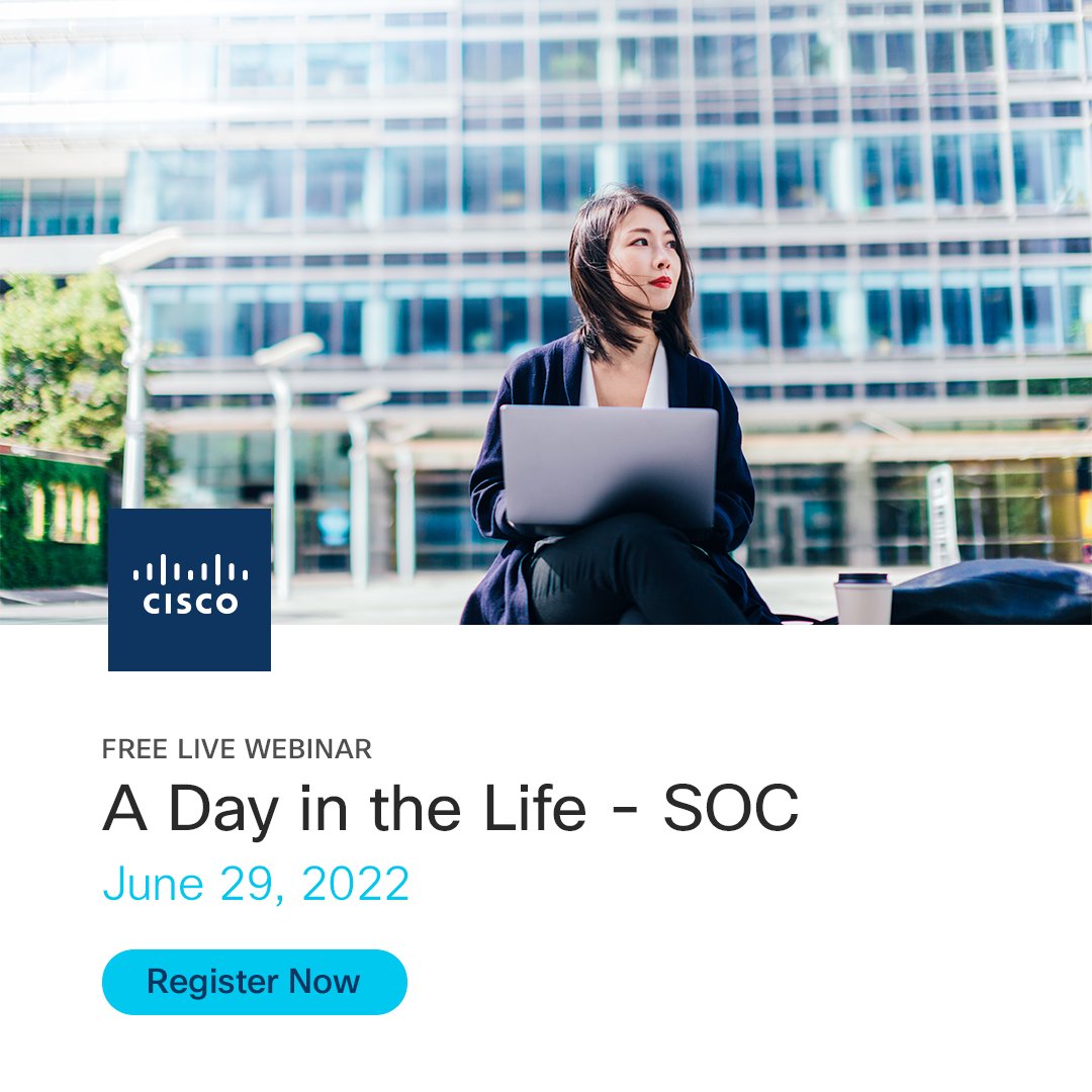 LearningatCisco's tweet photo. Power up your #SecOps with @CiscoSecure Network Analytics (formerly #Stealthwatch). Explore its role in XDR, threat hunting, and accelerating detection time in the #SOC.
👉 Register now & join us tomorrow at 9:00 AM PT: https://t.co/cOqgTaNao7
#CiscoCert #Cybersecurity #XDR https://t.co/e8NTKnV4IF