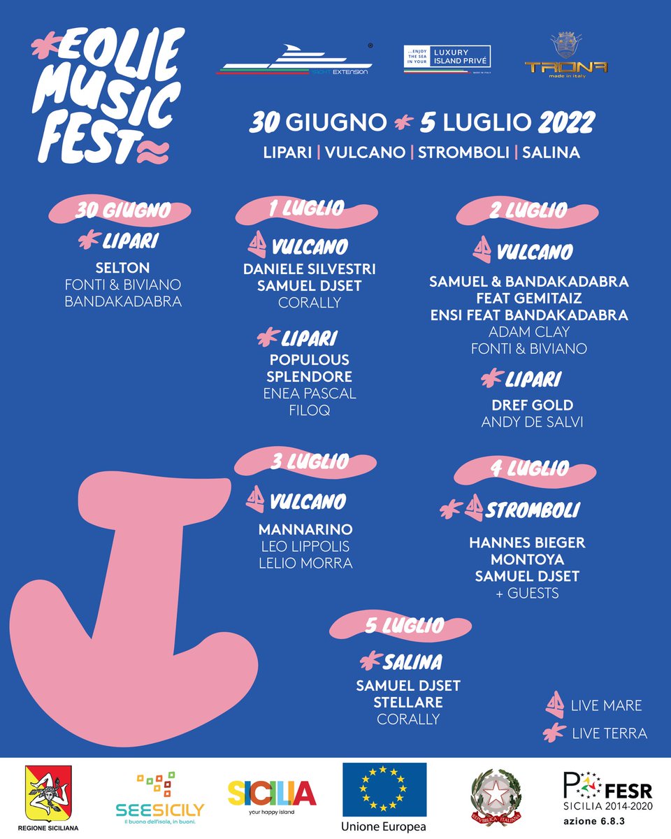 YachtExtension's tweet photo. Siamo orgogliosi di annunciare la nostra partnership, insieme a @TRONA_ITALY, con #Eoliemusicfest per la 5 giorni di musica dal vivo nella splendida cornice delle #IsoleEolie. #YachtExtension #luxuryislandprive #TRONA https://t.co/pg9slXMzcX