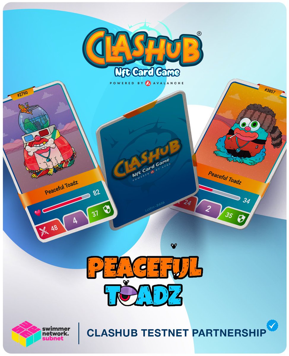 Peaceful Toadz (@peacefultoadz) on Twitter photo ๐จ We're partnering with Worldโs first multi-network NFT based Card Game <a href="/theclashub/">Clashub</a>
CLASHUB Testnet is coming alive on <a href="/swimmer_network/">Swimmer Network (Subnet) || NOW LIVE! ๐โโ๏ธ๐ฎ๐ฆ๐ฆ</a> powered by @playcrabada on JULY 20th
๐ Registration opens- JULY 4th ๐
Discover CLASHUB clashub.io
Watch this space ! ๐ธ ๐จ We're partnering with Worldโs first multi-network NFT based Card Game <a href="/theclashub/">Clashub</a>
CLASHUB Testnet is coming alive on <a href="/swimmer_network/">Swimmer Network (Subnet) || NOW LIVE! ๐โโ๏ธ๐ฎ๐ฆ๐ฆ</a> powered by @playcrabada on JULY 20th
๐ Registration opens- JULY 4th ๐
Discover CLASHUB clashub.io
Watch this space ! ๐ธ
