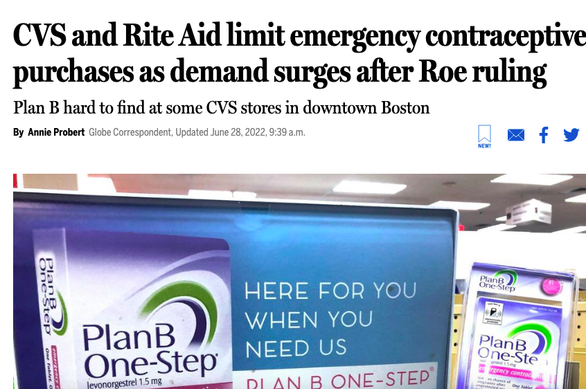 If this is happening in the bright blue state of MA w/ reaffirmed protections for reproductive healthcare, how bad is it in the other states???? #PlanB #Boston #reproductiverights <a href="/BostonGlobe/">The Boston Globe</a>