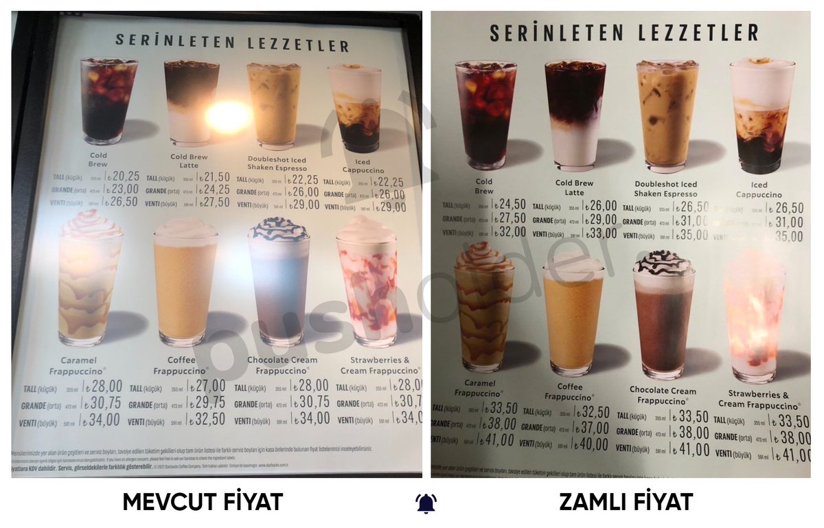 pusholder's tweet photo. ÖZEL - Starbucks ürünlerine Perşembe gününden itibaren zam gelecek. https://t.co/bIlDdT89Uu