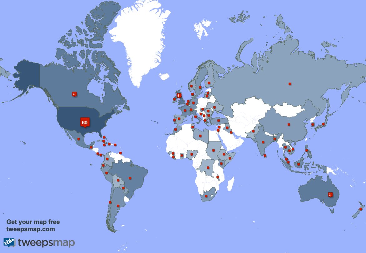 Special thank you to my 21 new followers from Malaysia, and more last week. tweepsmap.com/!SUHSTARO