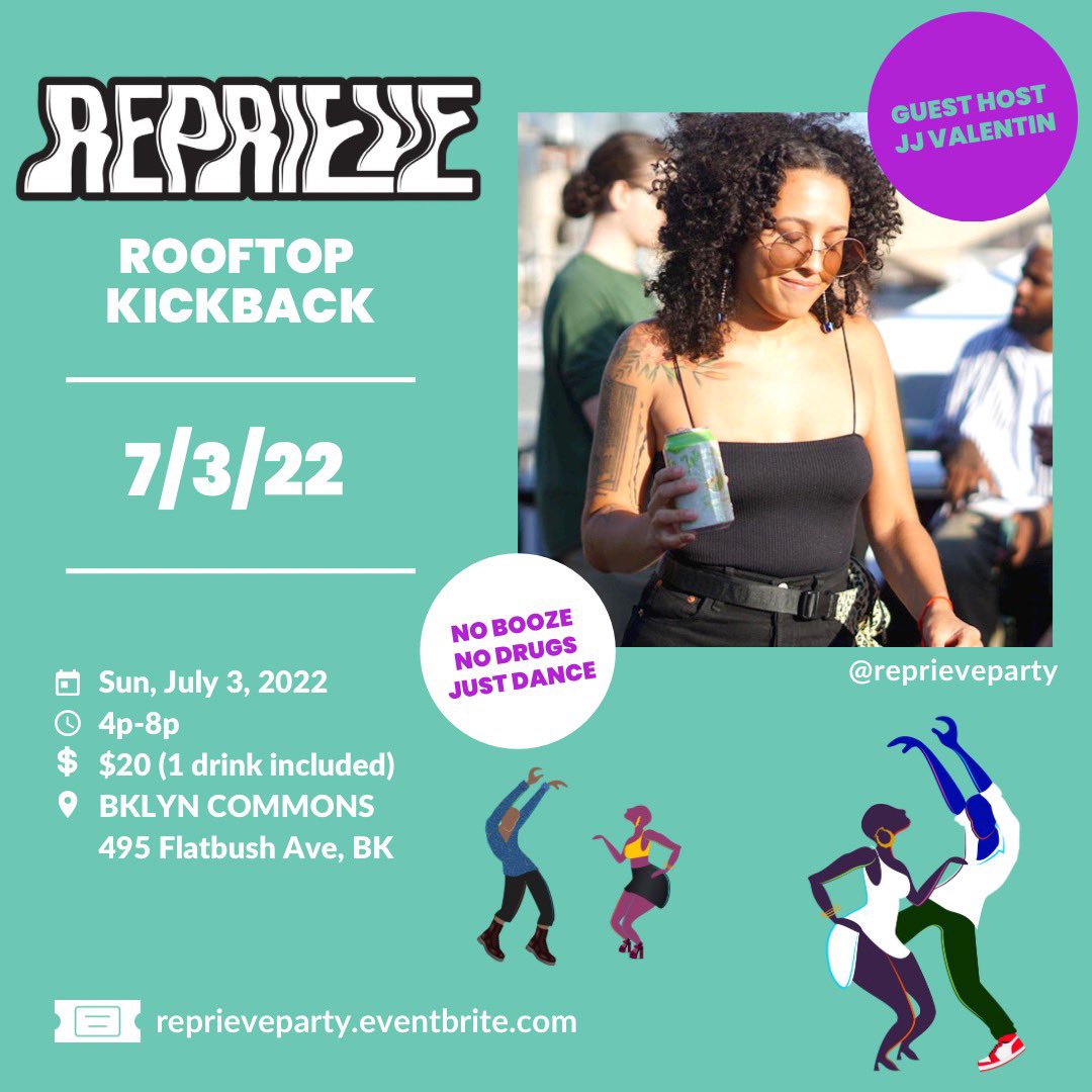 ReprieveParty's tweet image. No booze, no drugs and just dance? Ok we got you this weekend 7/3.  #dance #rooftop #brooklyn #summer #djs
