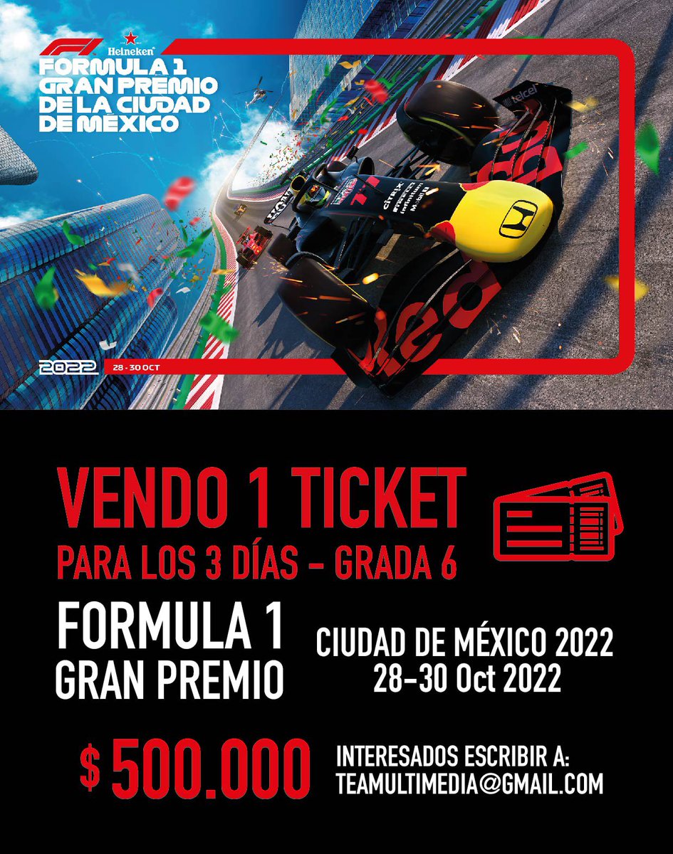 Jomonardes's tweet photo. Se vende 1 ticket para la #F1 en México. Se aceptan ofertas🏎 https://t.co/GW8o4LiAk6