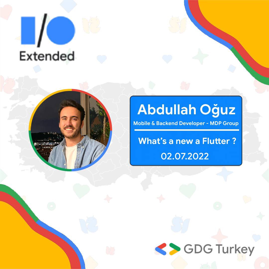 2 Temmuz'da gerçekleştireceğimiz Google I/O Extended Türkiye etkinliğimize sayılı günler kaldı! 💙Sıradaki konuşmacımız Mobile &amp; Backend Developer olan <a href="/aoguz1/">A.Oğuz</a>! 🎉 
Abdullah 'What's a new a Flutter' konulu sunumuyla bizlerle birlikte olacak. 🥳🥳 
 
🔗youtube.com/watch?v=px0I-7…