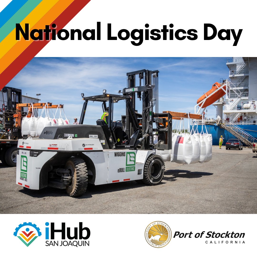 For #NationalLogisticsDay we're highlighting the <a href="/PortofStockton/">Port of Stockton</a> and their commitment to moving away from diesel, where possible, to zero-emission technologies. Currently 60% of their cargo handling equip is zero emission, including forklifts. #logistics #innovation #zeroemission