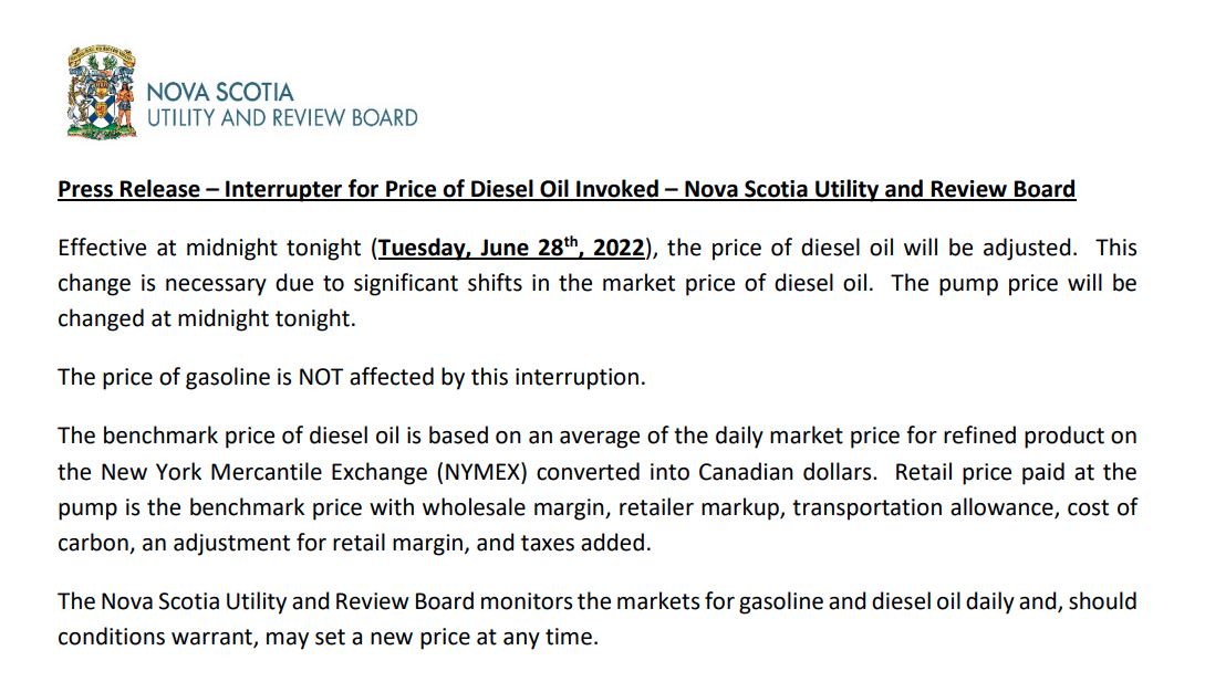 The price of Diesel oil will drop 7.5¢ at midnight tonight. ⛽📉 There will be no change in gas.