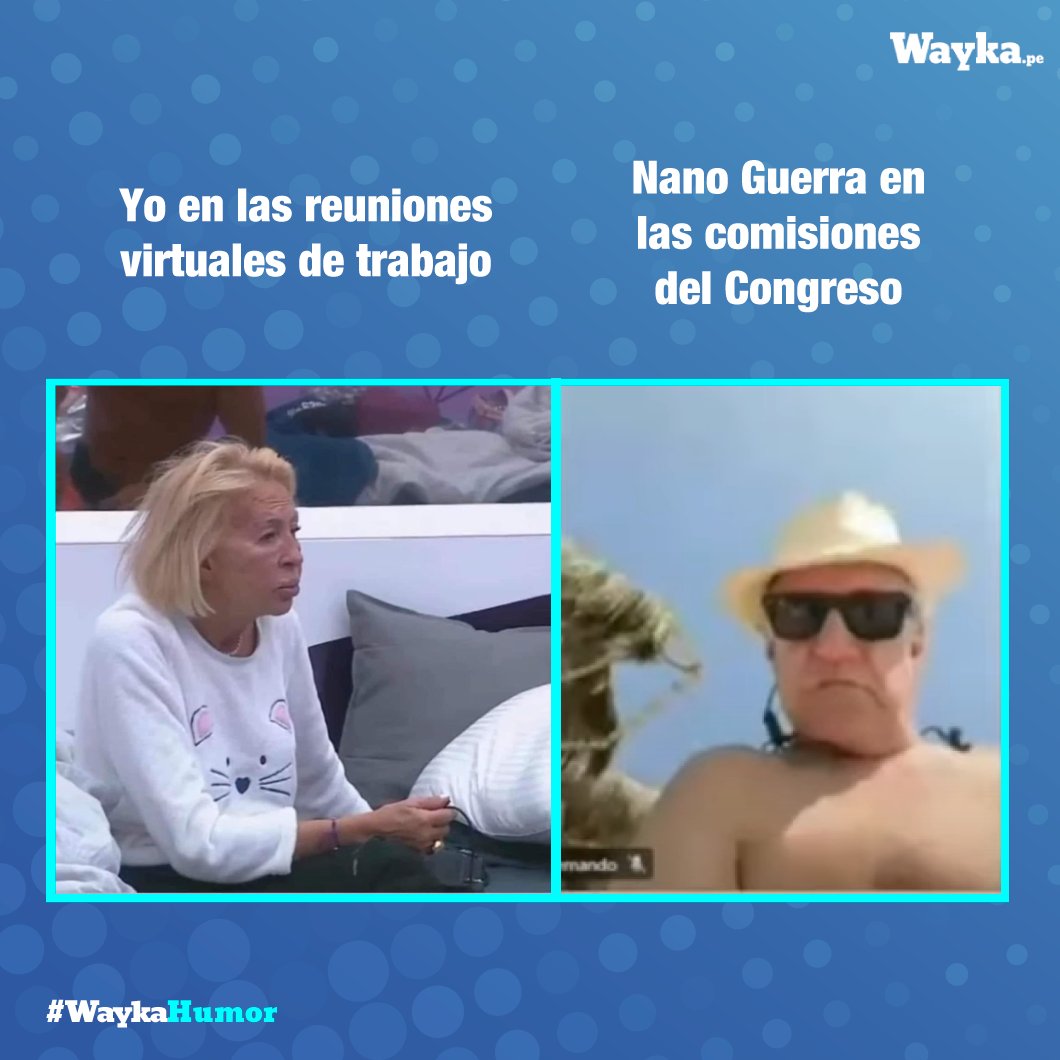 WaykaPeru's tweet photo. #WaykaHumor I Las explicaciones de Nano Guerra sobre su video en la playa mientras participaba en las sesiones de la Comisión de Producción y Acusaciones Constitucionales no pasaron desapercibidos en las redes sociales. https://t.co/R7CdmwxflB