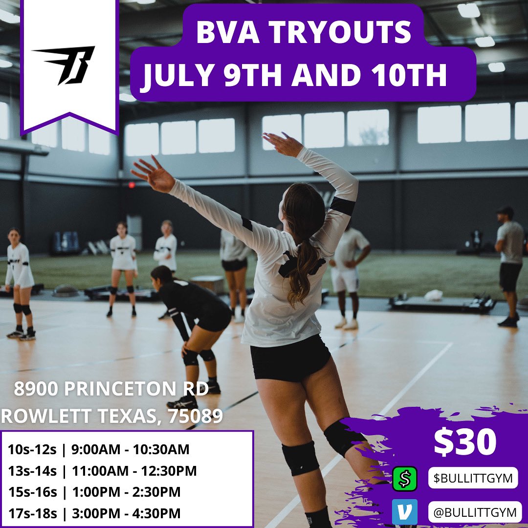 #BullittVolleyballAcademy Tryouts July 9th and 10th. Click the link in the bio for athlete registration. #BelieveTheHype #WhyNotYou™ 

👉 docs.google.com/forms/d/e/1FAI…