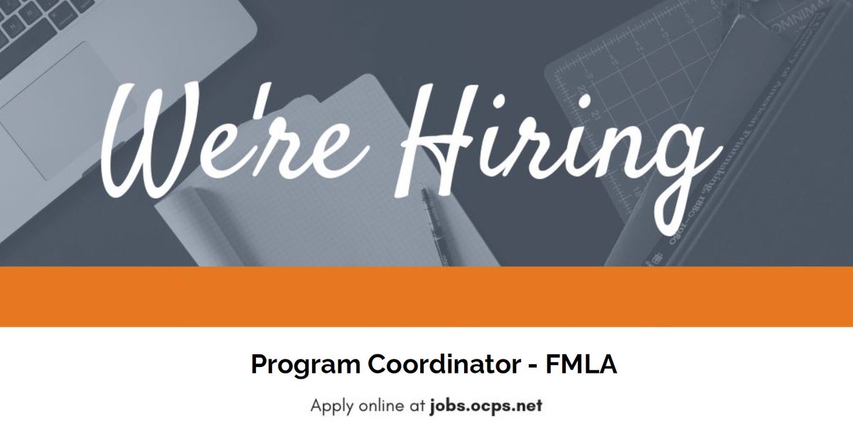 Come and join our team as Program Coordinator for FMLA.  Posting is open until July 5th.  Apply at jobs.ocps.net <a href="/bonnietoffoli/">Bonnie Toffoli</a> <a href="/nathalie_cumbie/">Nathalie Cumbie</a> @CHaleyOCPS <a href="/kwoodocps/">Kimberly Wood</a> <a href="/Rebecca_080507/">Rebecca Herrera Vazquez</a> <a href="/OCPSnews/">ocpsnews</a>