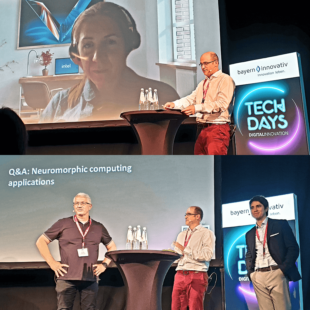 fortiss's tweet photo. Visit us today at the #TechDays 2022 by @BayernInnovativ at the #Muffatwerk in #Munich!
Axel von Arnim, Head of #NeuromophicComputing at #fortiss and his team members will give you an insight into the advantages, applications and market chances for neuromorphic computing. https://t.co/0NGF7InBG5