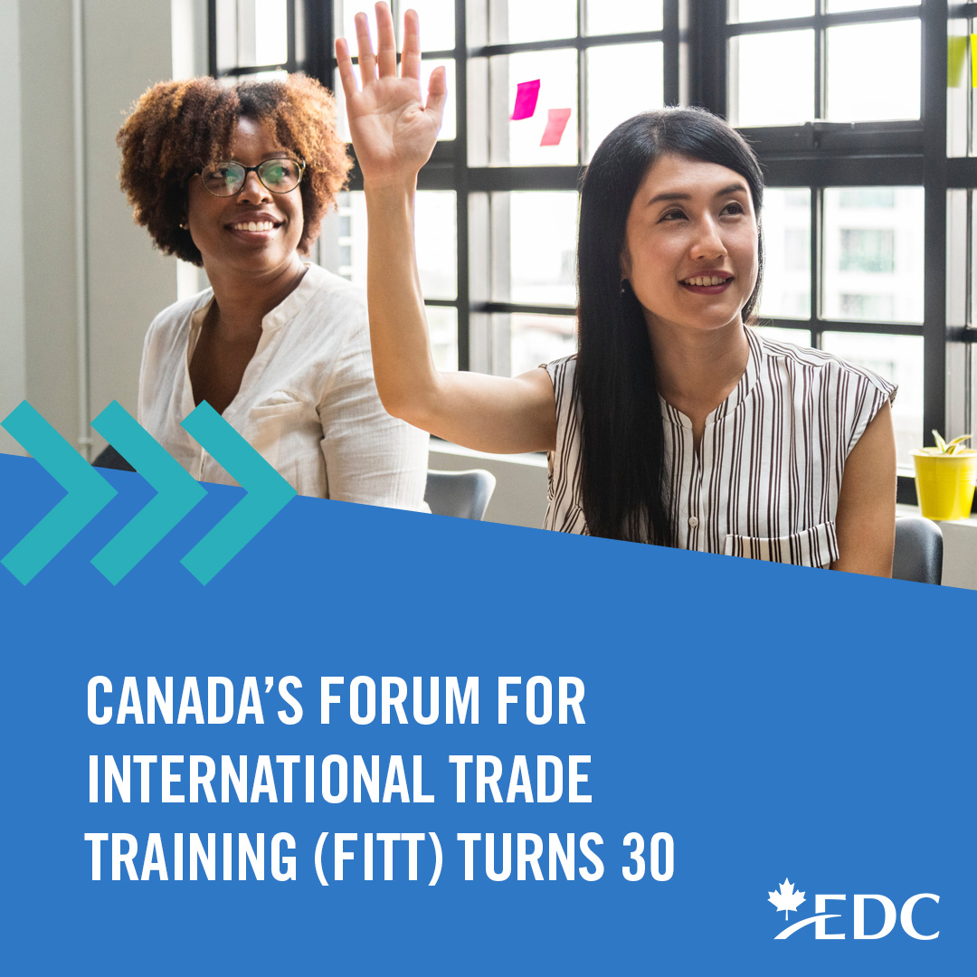 ExportDevCanada's tweet photo. Congratulations to @FITTNews on 30 years as the global leader in providing business programs and prestigious certification to trade professionals and businesses eager to make their export impact. 
➡ https://t.co/xc1ol82jVl https://t.co/1kCxHfzZsU