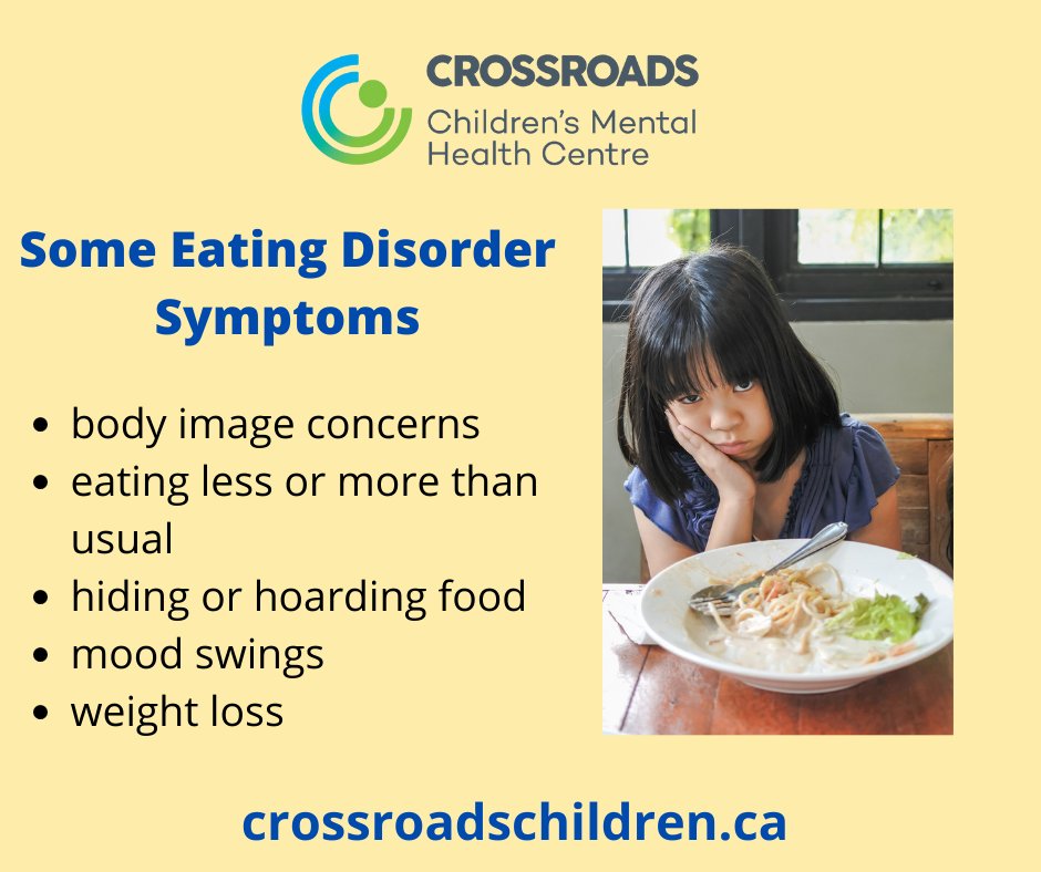 CrossroadCentre's tweet photo. DYK that children as young as 8 years old can experience symptoms of an eating disorder?  We're seeing an increase in cases, as are many health/mental health orgs.  Getting help early is key!  info@crossroadschildren.ca or 613-723-1623 ext. 232 #EatingDisorders #MentalHealthHelp https://t.co/vEnlenQtlB