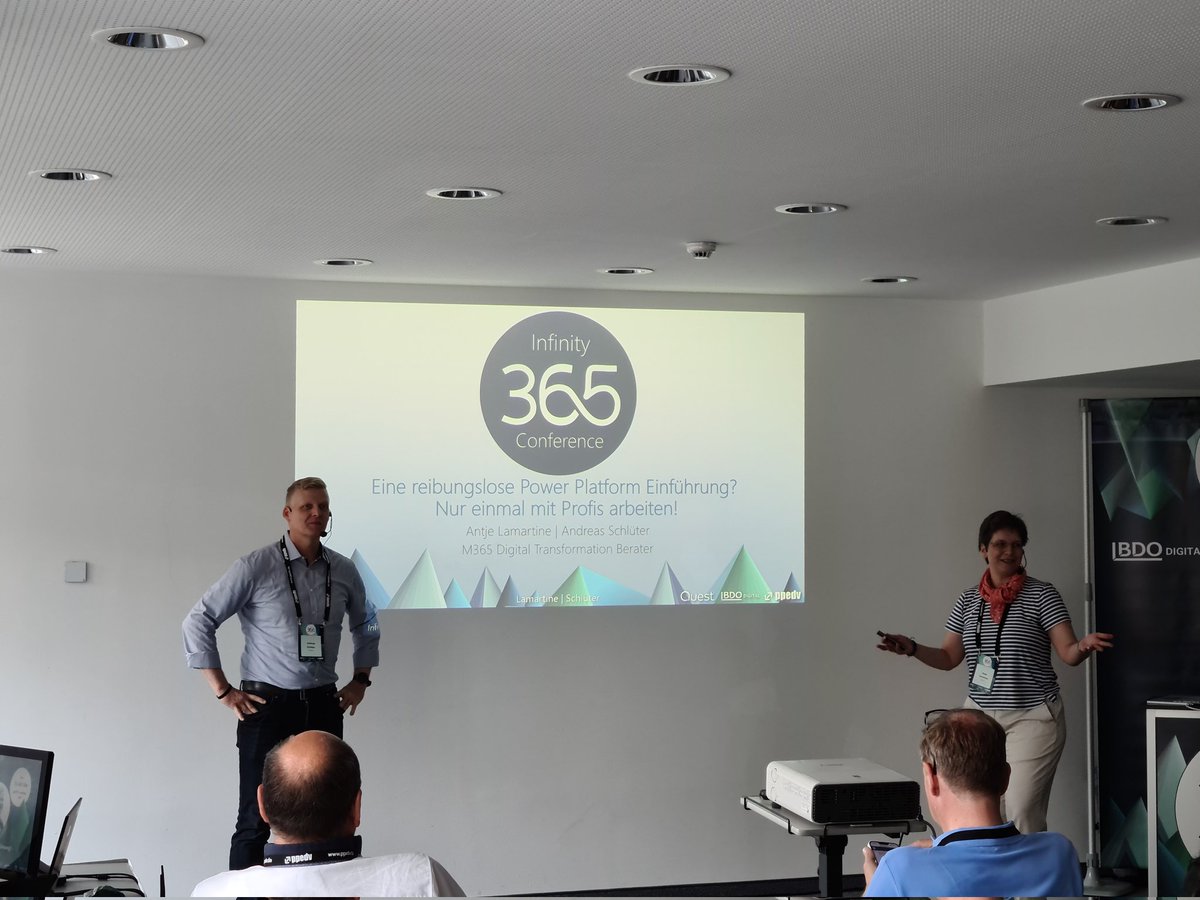 #Infinity365 <a href="/AntjeLamartine/">Antje Lamartine</a> und @MSCloud_Pro nehmen uns als dynamisches Duo mit auf den Weg einer "erfolgreichen Power Plattform Einführung" und warum das professionell gestaltet werden muss. #adoption #changemamagement