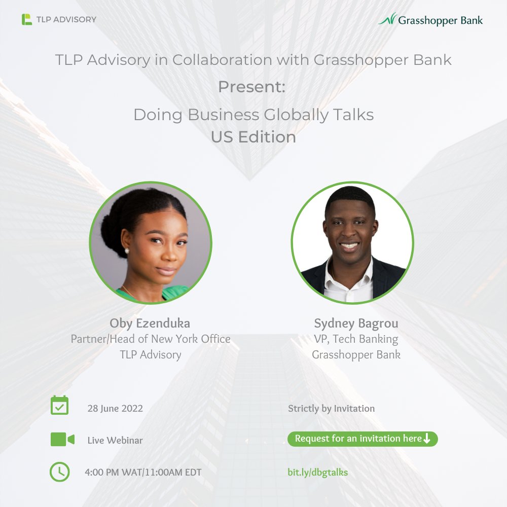 TLPAdvisory's tweet photo. We go live at 4 pm (wat).
If you are yet to request an invitation, please do so, by clicking the link below
https://t.co/rAEqyo8a2U
See you at the webinar.
.
.
.
#techbanking #business #legal https://t.co/0DL9wTWqdg
