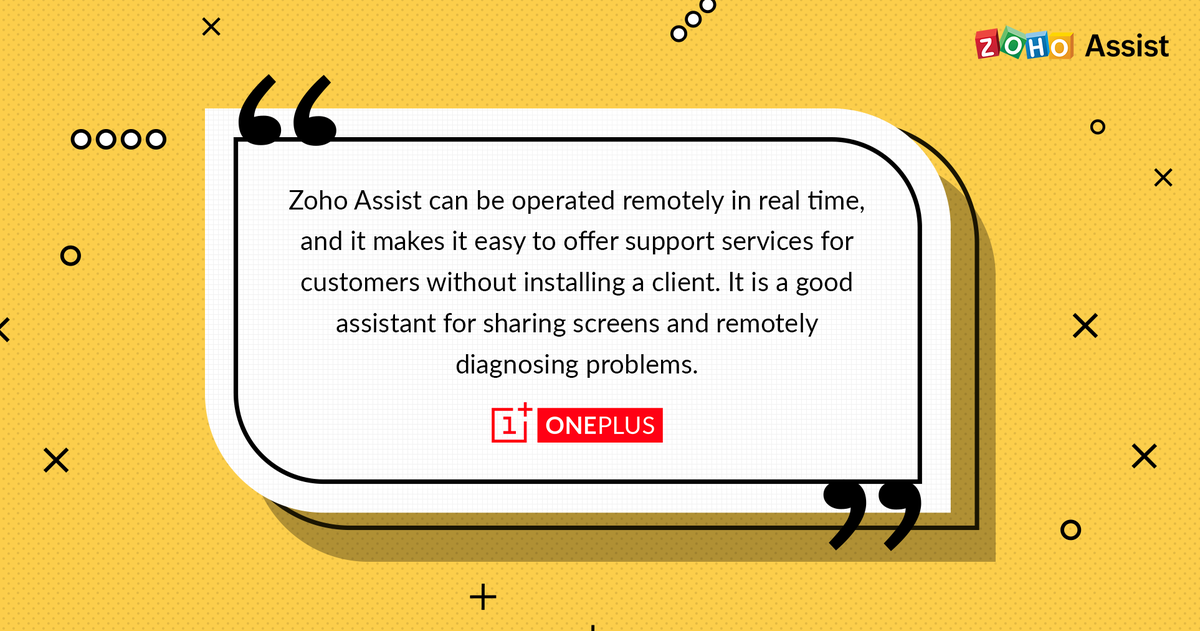 ZohoAssist's tweet photo. Check out what a promising brand like @OnePlus, has to say about us.
Read the full story here: https://t.co/RLlmedILQU 
#remotedesktop #ZohoAssist #zoho #remotesupport #testimonialtuesday https://t.co/z4SRhSvNDj