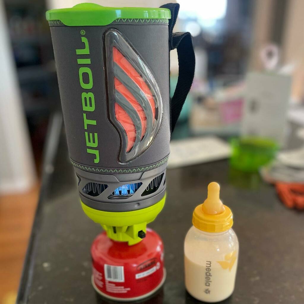 mattmager's tweet photo. When the power goes out but baby’s gotta have a warm bottle! @jetboil #dadlife https://t.co/zfDGN7r26s