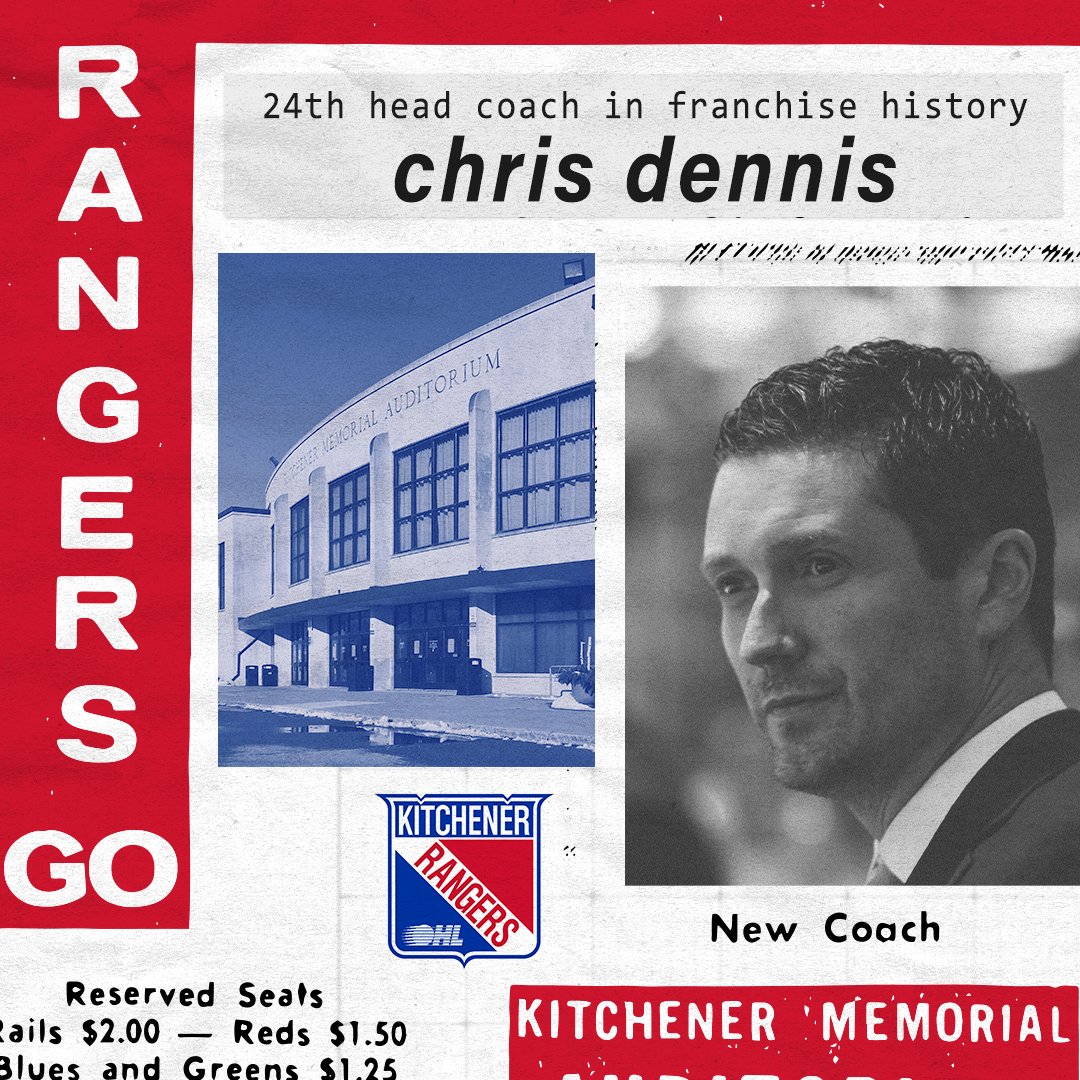 OHLRangers's tweet photo. The #OHLRangers announce that long-time #NHL coach Chris Dennis has been named the Club’s 24th head coach.

@cmldennis's experience includes 10 years of serving the @MapleLeafs in different capacities as both assistant and video coach.

READ MORE : https://t.co/b0WUmG6x24 https://t.co/eN6cc4NhCI