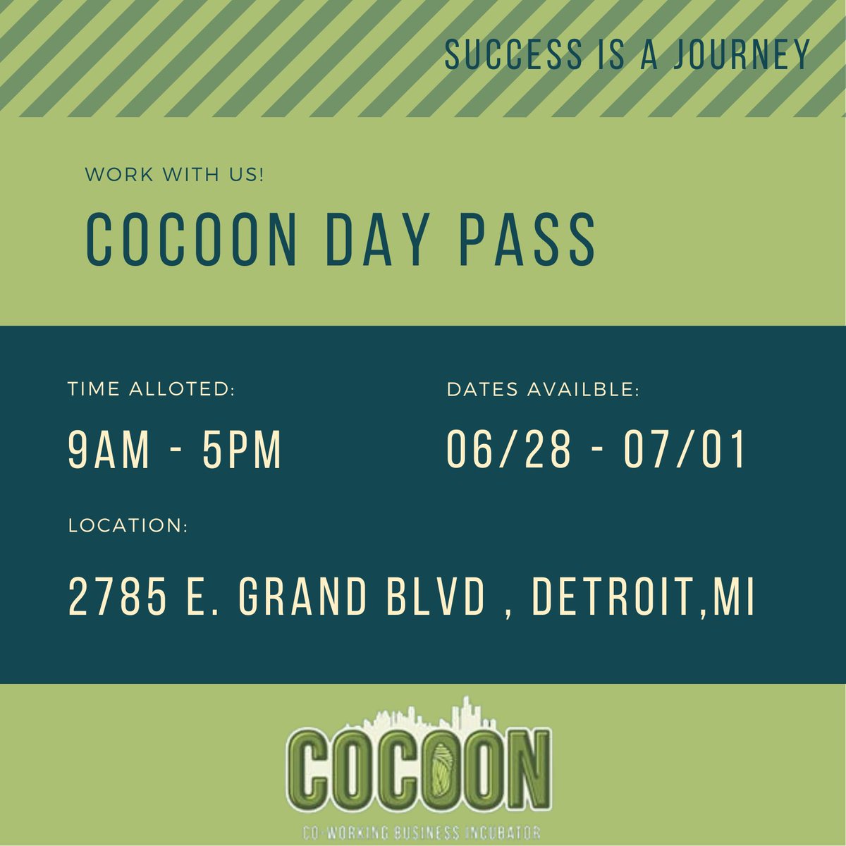 mrduffyyy's tweet photo. Cocoon Detroit — A Black owned co-working space in Detroit, is offering day passes to those looking for a place to kick it outside of the office or home. I dropped the link to the form. 

Passes are from 06/28 - 07/01

https://t.co/On9aulpJzF https://t.co/tJE3keMo0t