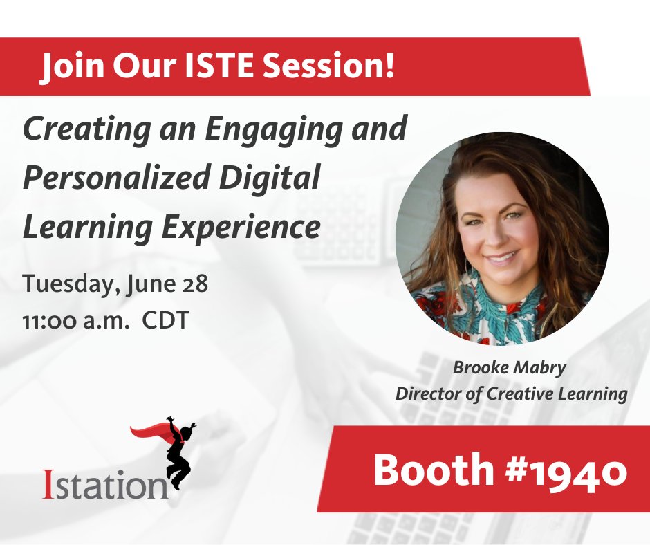Who's excited for the second day of #ISTELive2022!? We're kicking off the day with our presentation "Creating an Engaging and Personalized Digital Learning Experience" at 11 am with <a href="/BrookeMabry21/">Brooke Mabry</a>. See you in booth 1940! #SupportingEducators #IstationEd