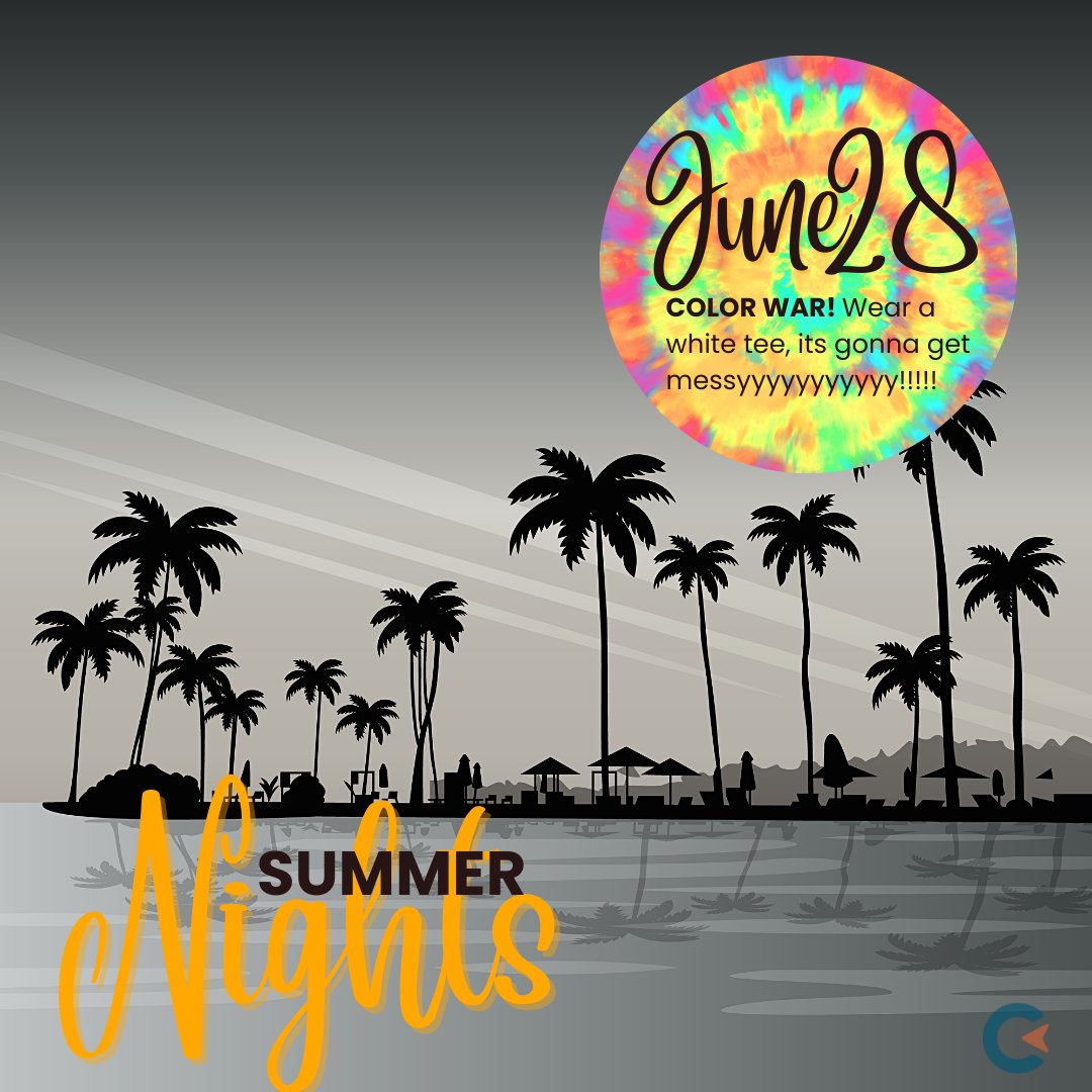 cpointstudents's tweet photo. Lets Get LOUD for COLOR WAR!!!! Wear white!!! See you soon! 
See you at 6:30! (Doors open at six!)
#BestHourOfTheWeek #SummerNights #PlayTime #FunNight #CPSLive #CPShs #CPSms #CrosspointLive #ColorWar #WearWhite https://t.co/1CDLmjWvMC
