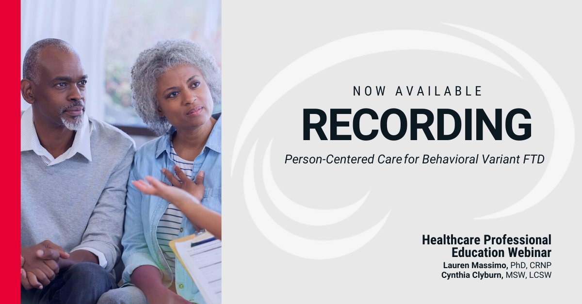 AFTDHope's tweet photo. 💻 If you missed last week's #AFTDWebinar: "Person-Centered Care for #BehavioralVariantFTD," the recording is now on our website. Learn about the most common #bvFTD behaviors & person-centered interventions to manage behavior & improve quality of life: https://t.co/WExBAvi1Tf https://t.co/GgRbYjWPw7