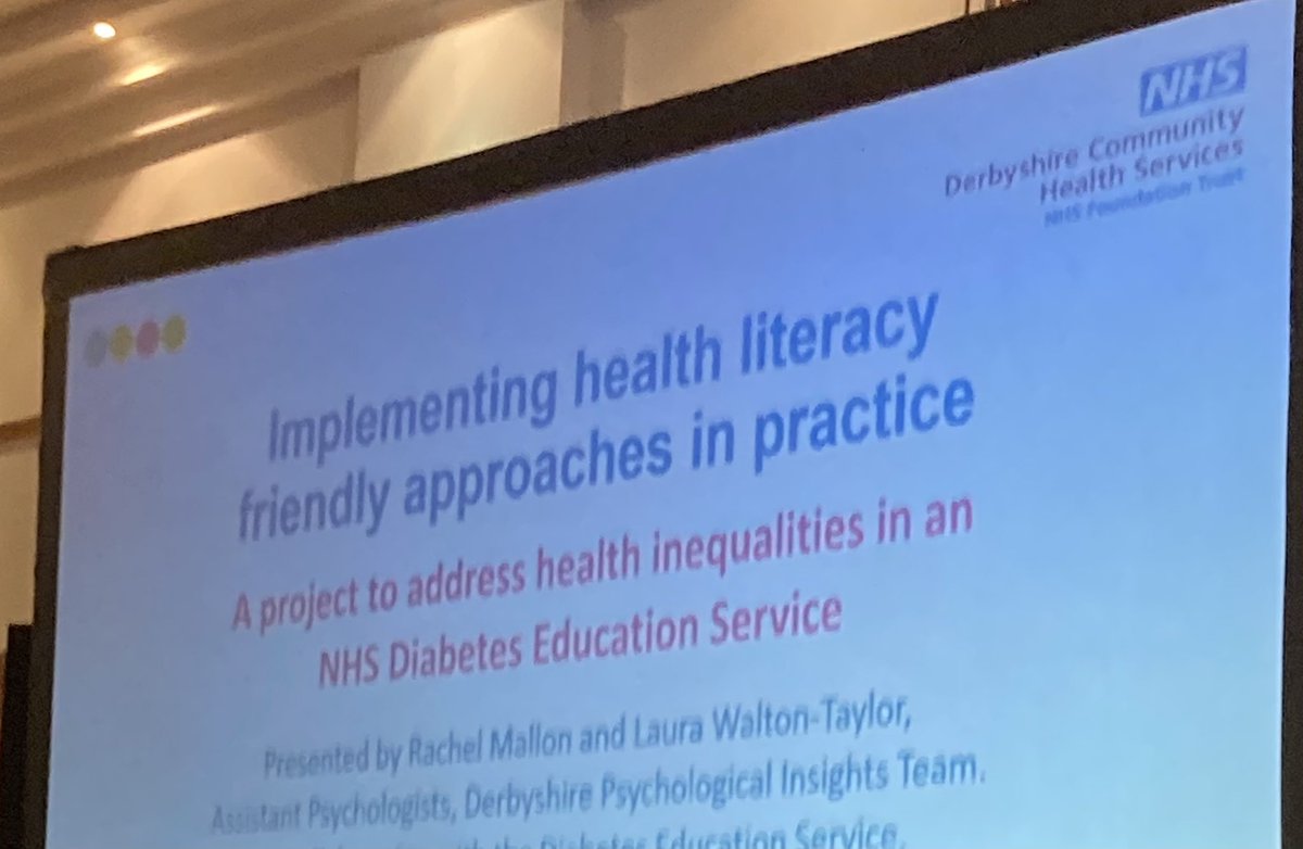 bull_eleanor's tweet photo. Our @JHallPsy and Rachel Mallon presenting on excellent work implementing health literacy approaches in @DCHStrust @Derbyshirecc at the Division of Health Psychology conference @divhealthpsych #DHPConf https://t.co/47GW0aKIXm