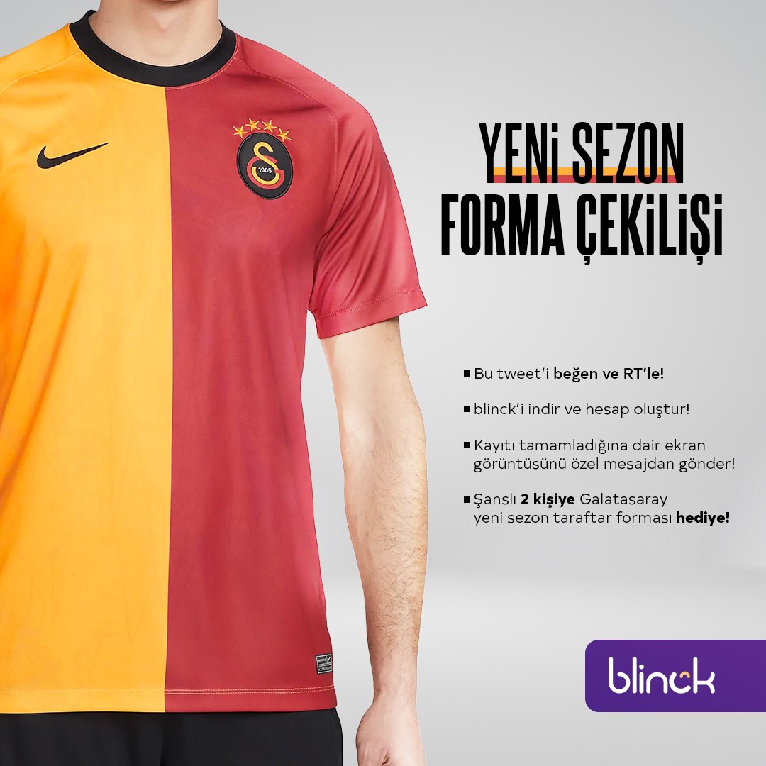 Yeni sezon forma hediyeniz geldi 🤗 

🚨Bu tweeti beğenip RT’le. 
🚨@Blinckapp hesabını takip edip blinckapp.online linkinden uygulamayı indir. 
🚨Kayıt olduğunun ekran görüntüsünü DM üzerinden benimle paylaş 🤗 

Sonuçlar Pazartesi günü açıklanacak 💛❤️