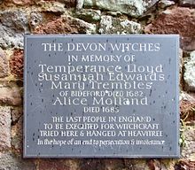 1696Rwh's tweet photo. The Bideford witch trial resulted in hangings for witchcraft in England. Temperance Lloyd, Mary Trembles and Susannah Edwards from the town of @Bideford in @VisitDevon were tried in 1682 at @RougemontCastle @EnglishHeritage @witchesmassbay @witchesofscotl1 #MondayMonuments https://t.co/HHBwu5q12L