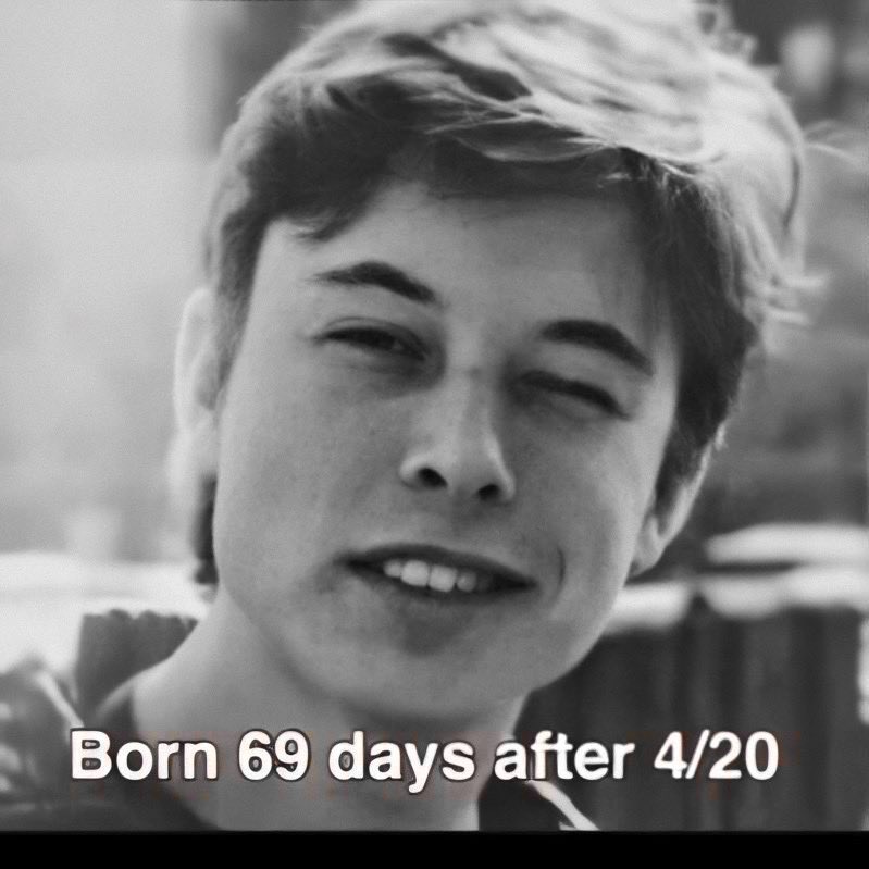 PPathole's tweet photo. Simulation is crazy! @elonmusk is born 69 days after 4/20. Still can't wrap my mind around that 🤣 https://t.co/gKNVY0tEqf
