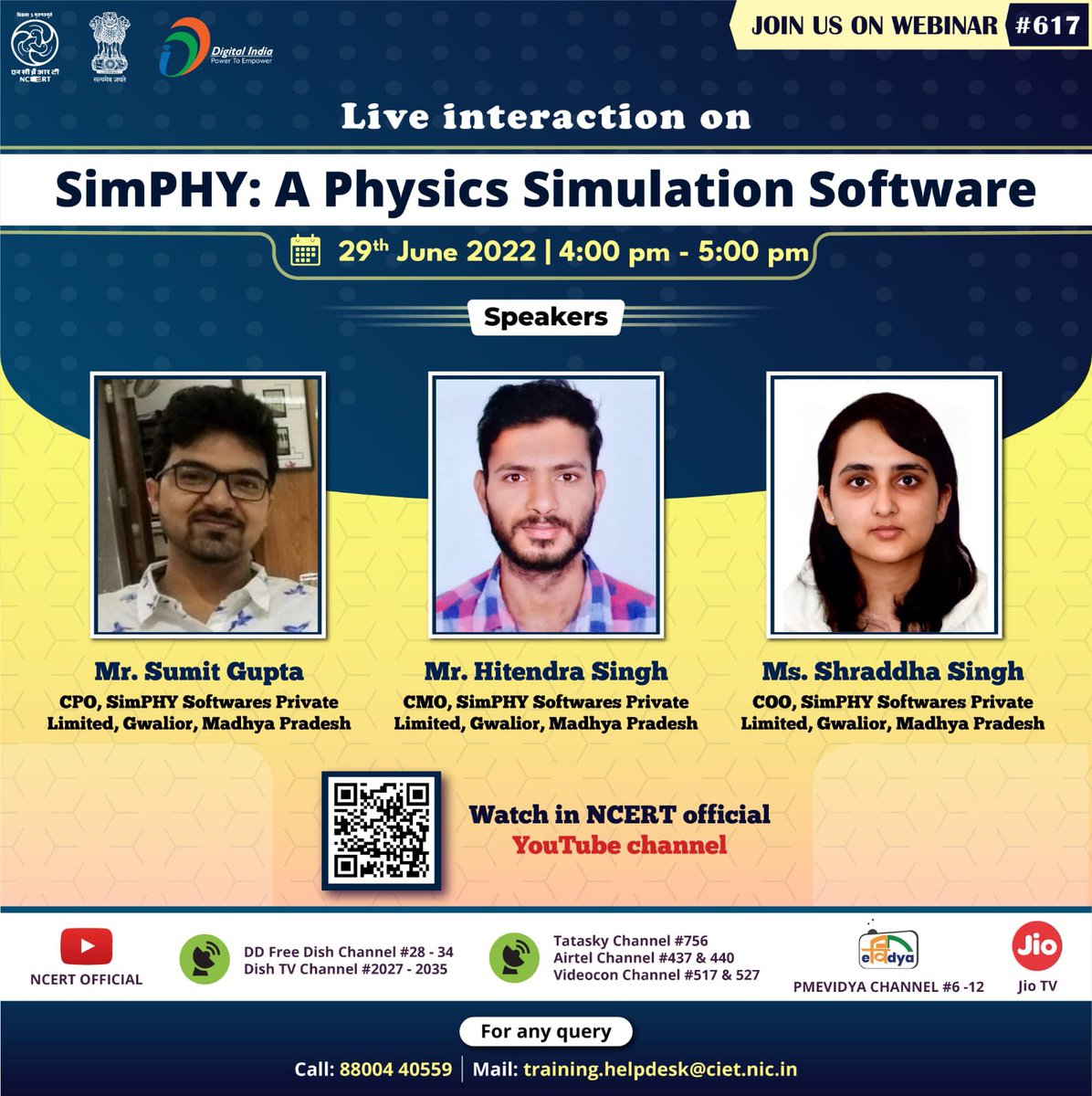 SimPhySoftware's tweet photo. Tune in on the official NCERT YouTube channel to watch a live interaction on SimPHY: a Physics Simulation Software.

🗓 30 July,22
🕓 4:00pm- 5:00pm
@ official NCERT YouTube channel 
Join us and get your queries answered via live chat! https://t.co/GtfYMeZ1NV