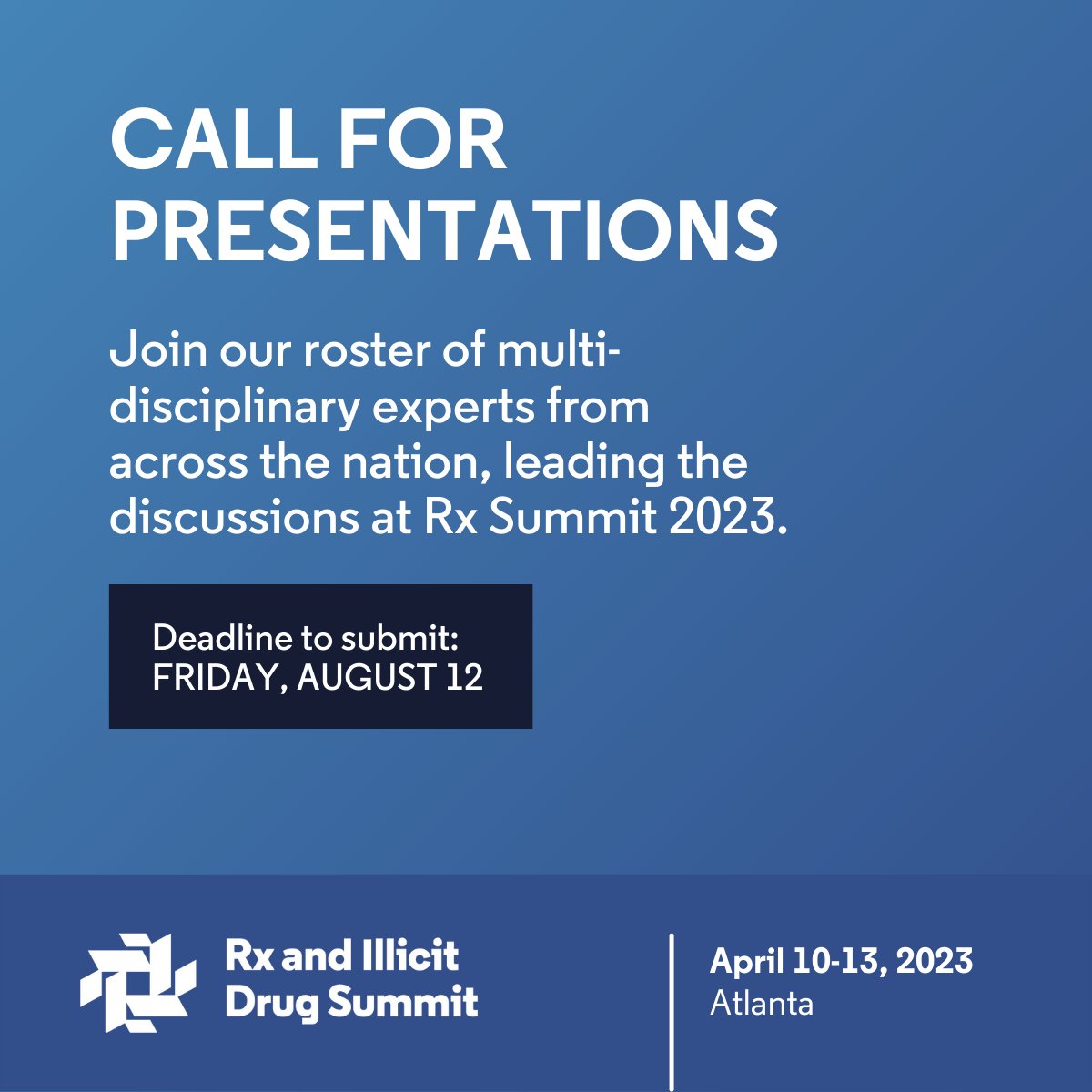 Are you passionate about sharing strategies and finding solutions for the ongoing addiction epidemic? Apply to be a speaker at next year's Rx Summit. The Call for Presentations is open. Submit here: okt.to/YUbS70

#RxSummit2023
