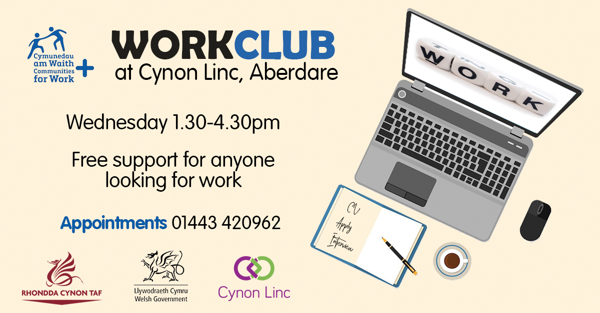 CynonLinc's tweet photo. Work Club takes place at Cynon Linc on Wednesday afternoons from 1.30-4.30pm. Book an appointment for help with finding work by calling 01443 420962.
#workclub #aberdare #jobs https://t.co/ZlKKT9gN8c