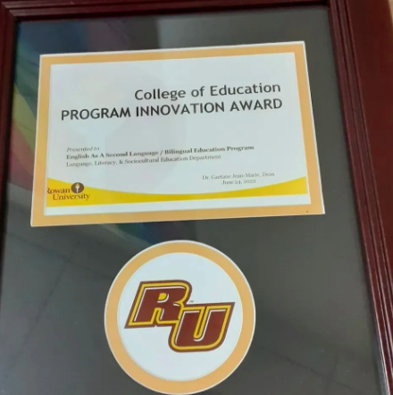 Rowan_ESL_BE_WL's tweet photo. Congrats to our ESL Certificate &amp; Bilingual Endorsement programs on winning the College of Education Program Innovation Award! We make a great team: @ProfHof, @cjmichener, @kate_anna, @beth_wassell, &amp; our amazing adjuncts. Always striving to improve our programs &amp; access to them! https://t.co/WB0xNXXNlr
