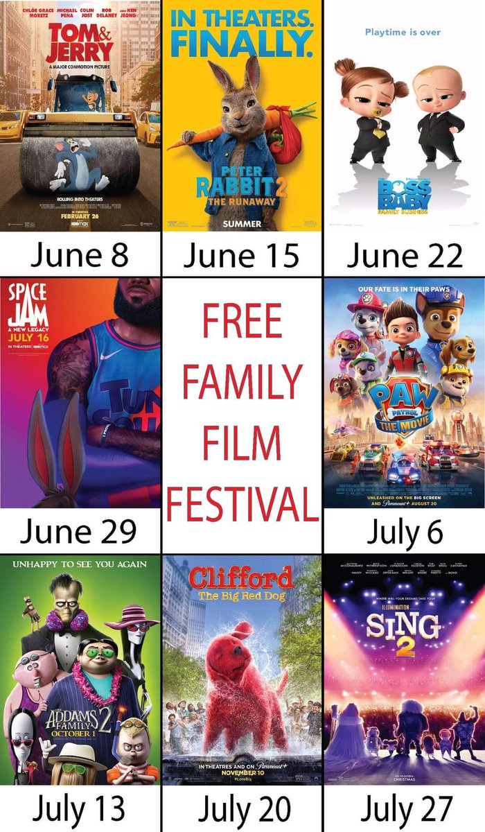 PickwickTheatre's tweet photo. We're back tomorrow with our FREE Family Film Fest at 10 a.m.
This week we are showing Space Jam 2 presented by Andy Beutter Insurance!
See you all tomorrow!
#PickPickwick https://t.co/zt4n0fg9iS