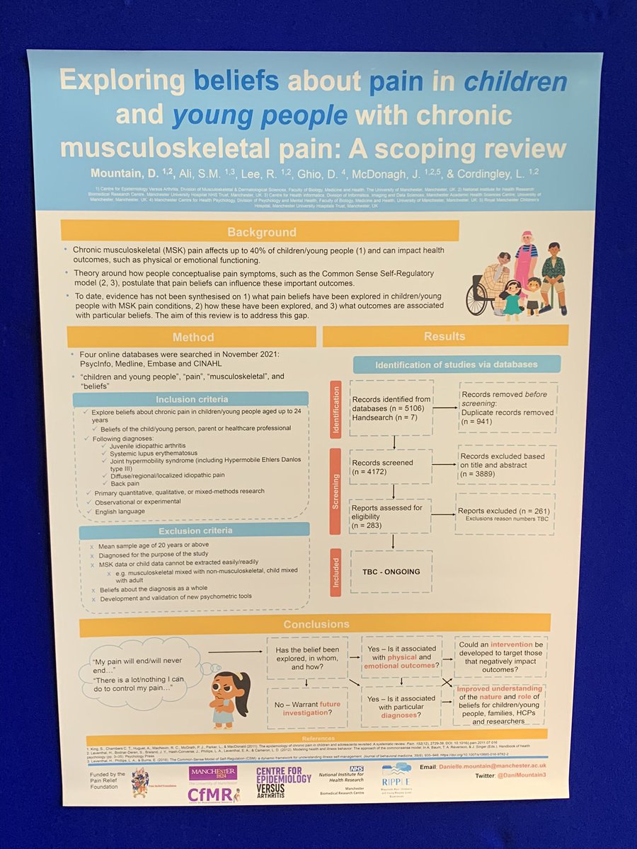 Dr Rebecca Lee (@rebecca_lee07) on Twitter photo Come and see our fantastic PhD student <a href="/DaniMountain3/">Danielle Mountain</a> poster at #DHPConf, presenting preliminary findings on her scoping review of children and young peoples’ beliefs about pain…important to see evidence being synthesised in this area so we can see what needs to happen next! Come and see our fantastic PhD student <a href="/DaniMountain3/">Danielle Mountain</a> poster at #DHPConf, presenting preliminary findings on her scoping review of children and young peoples’ beliefs about pain…important to see evidence being synthesised in this area so we can see what needs to happen next!