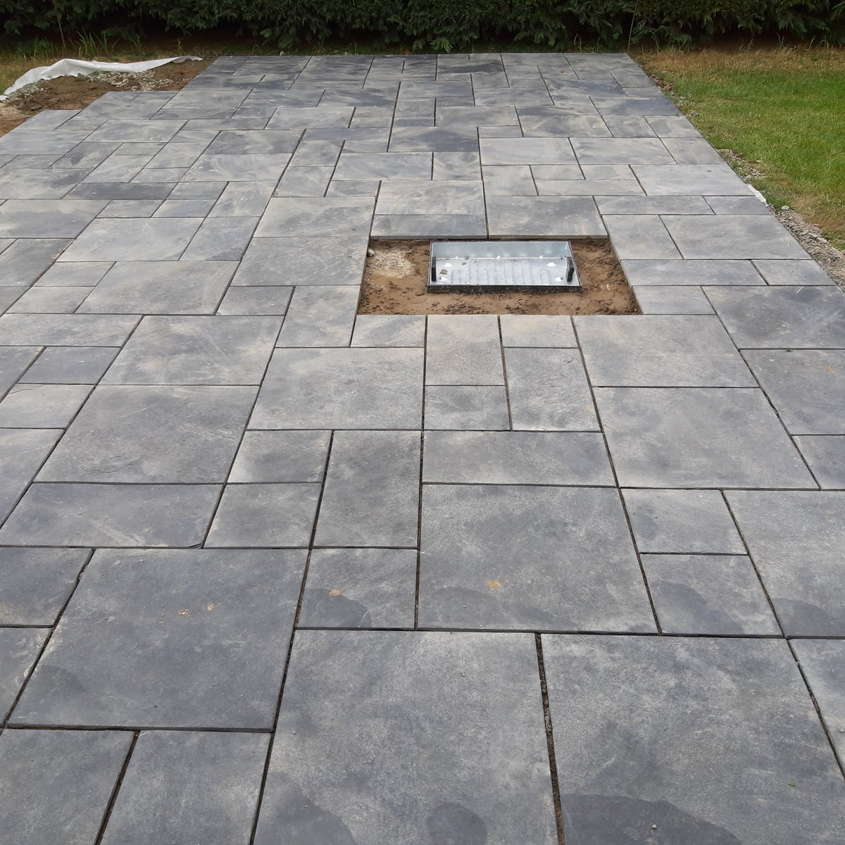 Ext_maintenance's tweet image. Coming alone nicely. Recessed drain cover ready for the last few slabs to go down. #EXT #hardwork #Landscaping #Northumberland #livingthedream