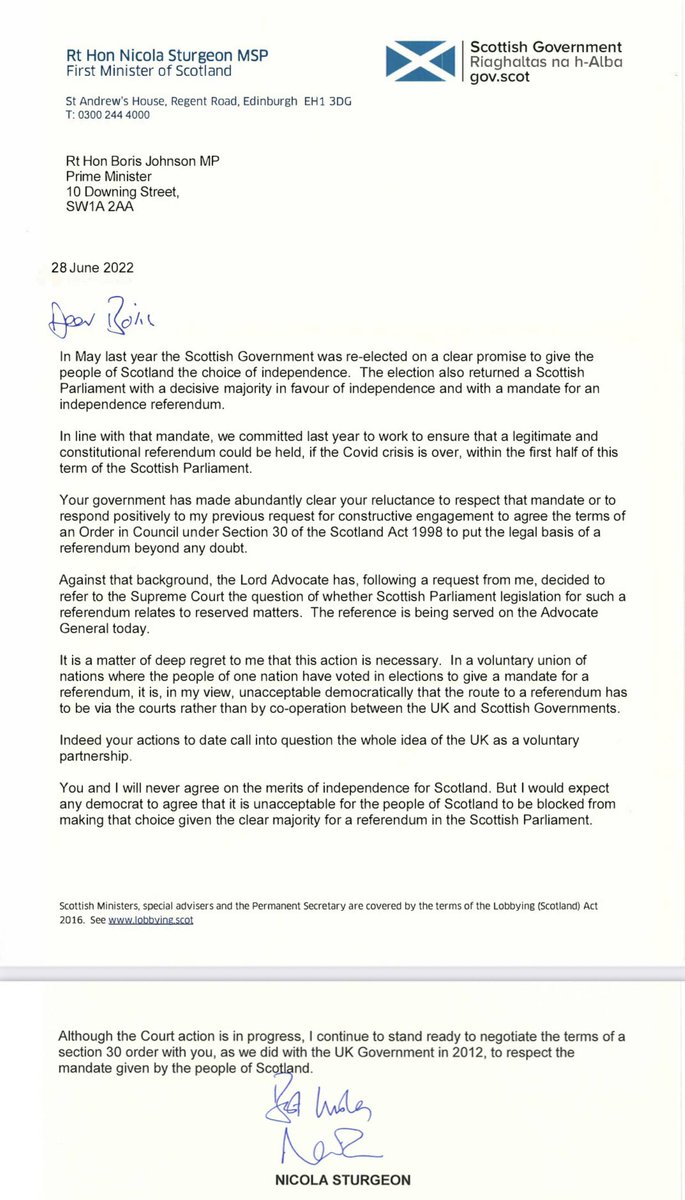 rosscolquhoun's tweet photo. ✉️ First Minister @NicolaSturgeon’s letter to Boris Johnson. https://t.co/vxBtyRBKTQ