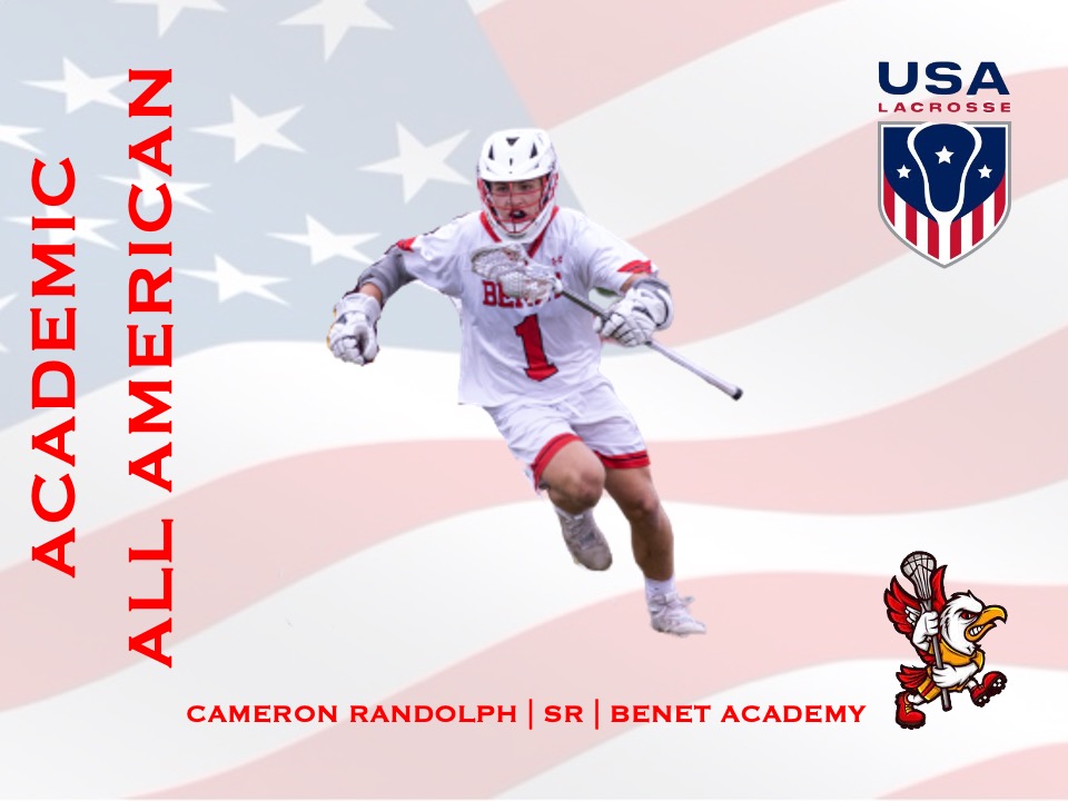 ACADEMIC ALL AMERICAN!! Congratulations to Cameron Randolph on being designated an Academic All American by USA Lacrosse. Success on and off the field was his trademark. Don't get too much🌞 in California as he starts his Pre-Med journey 📚🥍 <a href="/BenetRedwings/">Benet Academy</a> <a href="/BenetAthletics/">Benet Athletics</a>