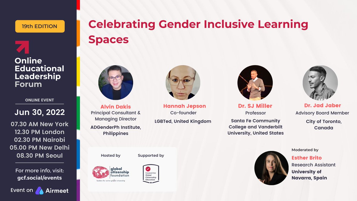 CitizenshipFund's tweet photo. #EVENT ALERT!

Join our stellar panelists at the 19th #OELF #PanelDiscussion in "Unpacking the Secrets to Gender-Inclusive Learning Spaces" 

30 June

🌈Register now:​
https://t.co/ZAGtCrXDBC

#PanelDiscussion #FuturesOfEducation #GlobalEd #pridemonth #pride2022 https://t.co/IJxaODhXXC