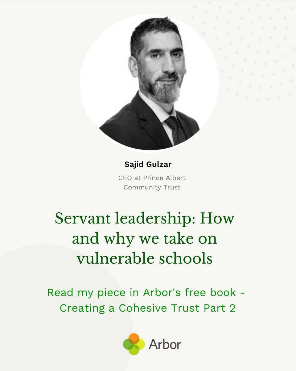 ArborEdu's tweet photo. “When I get asked why I focus on vulnerable schools, I often reply, ‘Why not?’”

Hear what else Sajid Gulzar, CEO at Prince Albert Community Trust, had to say on how and why he takes on vulnerable schools in our free ebook: https://t.co/8vKLFgJ0qe https://t.co/heJXuGOiZN